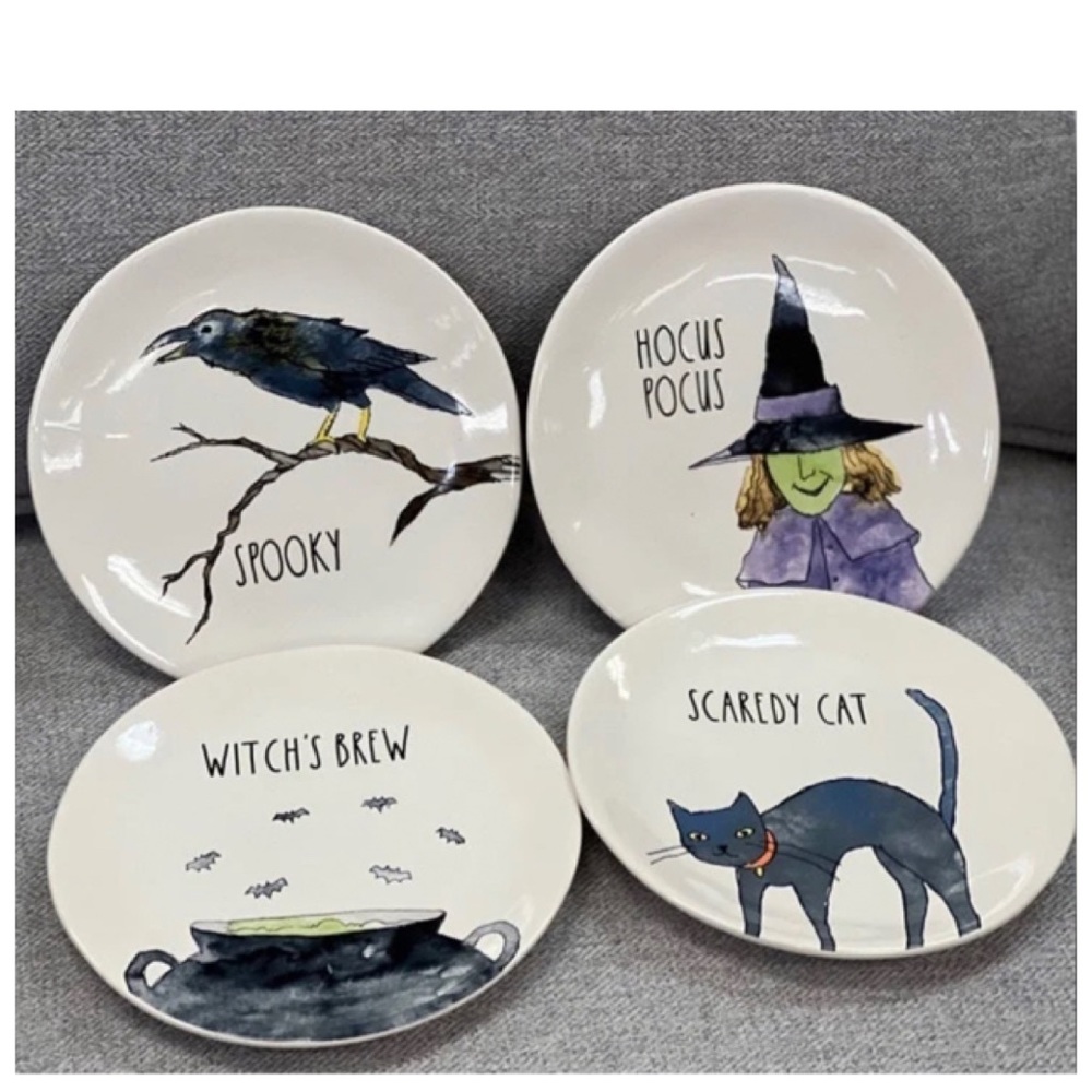 NEW Rae Dunn Ceramic Set of 4 Halloween Plates 🧙♀️ - Picture 2 of 6